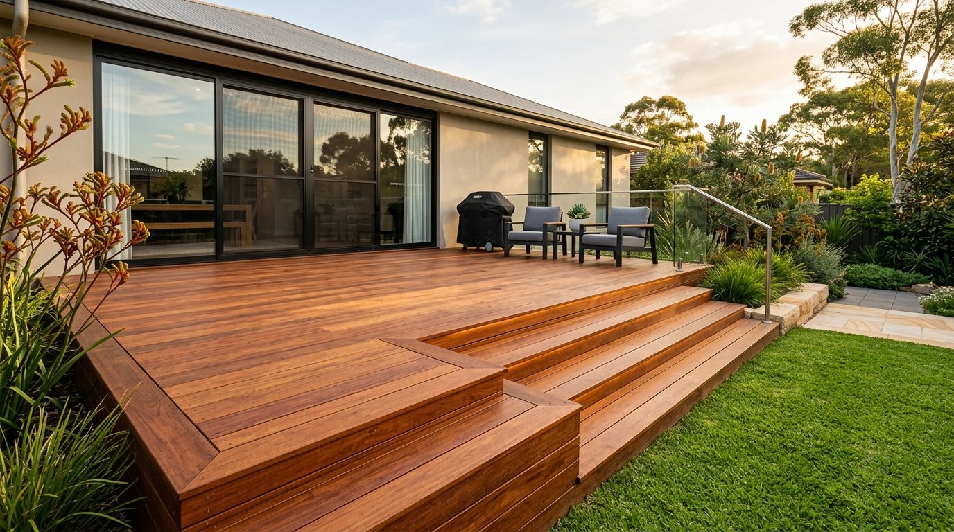 Luxury Merbau hardwood timber deck built in The Ponds, Sydney by JM Carpentry and Installations
